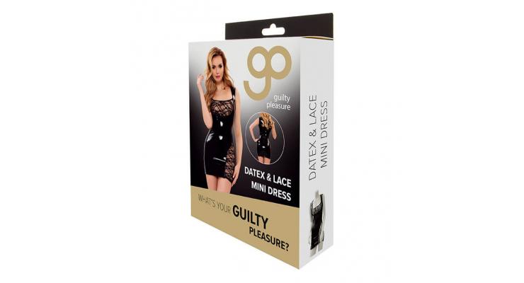 Guilty Pleasure Datex & Lace Mini Dress, čierna, L